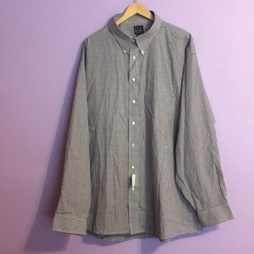 Jos. A. Bank 100% Cotton Navy Check Button Down Shirt Men's Size XXL